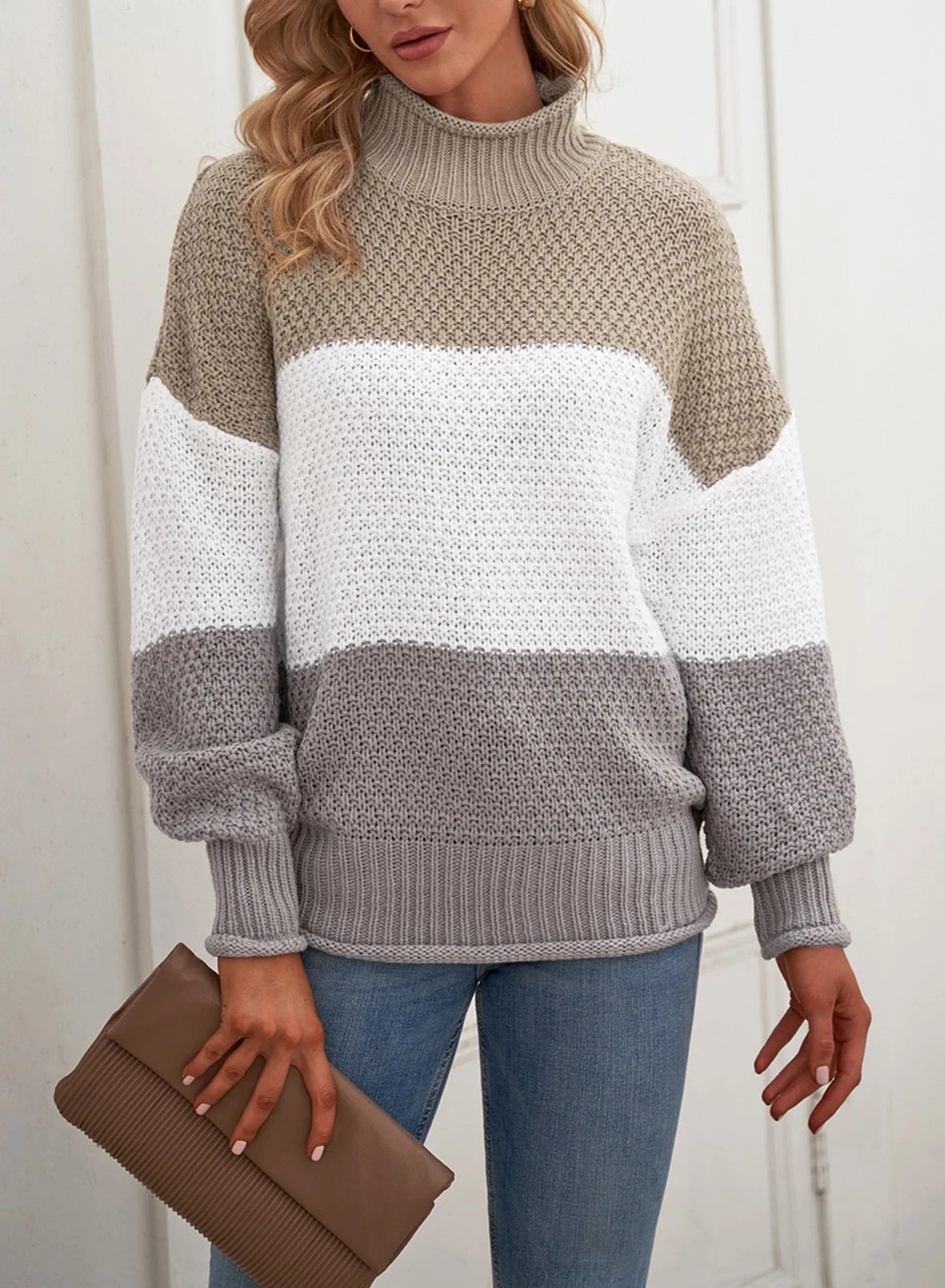 Sidefeel Women's Chunky Knit Long Sleeve Pullover Shirts Sweater Loose Casual Lounge Tops M 8-10 ... | Walmart (US)