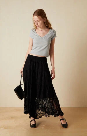 Your Favorite High-Low Lace Midi Skirt | PacSun