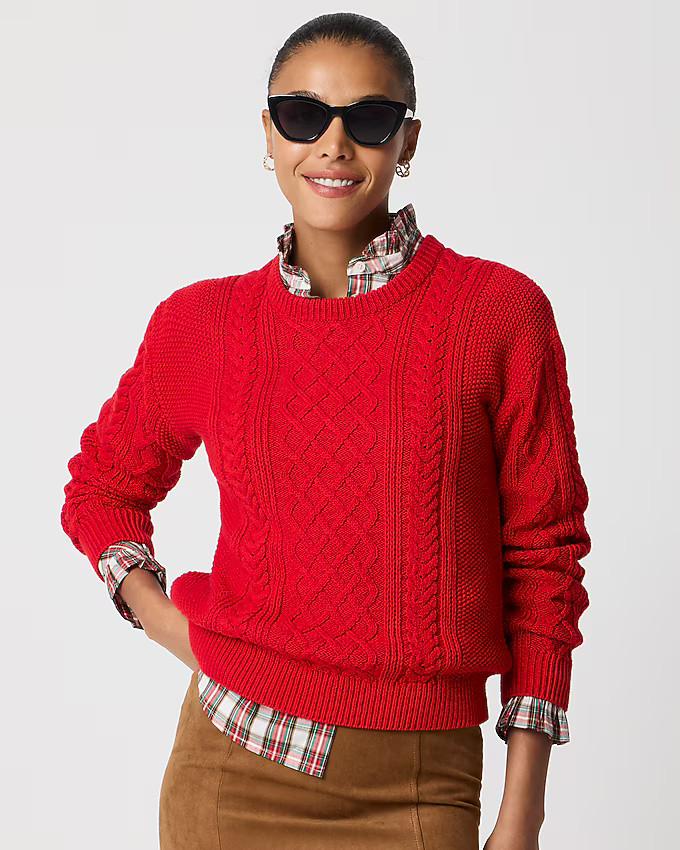 Cable crewneck sweater | J.Crew Factory