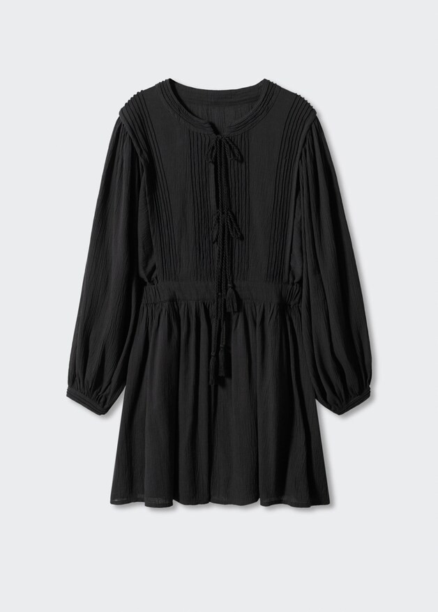 Textured dress with bows -  Women | Mango United Kingdom | MANGO (UK)