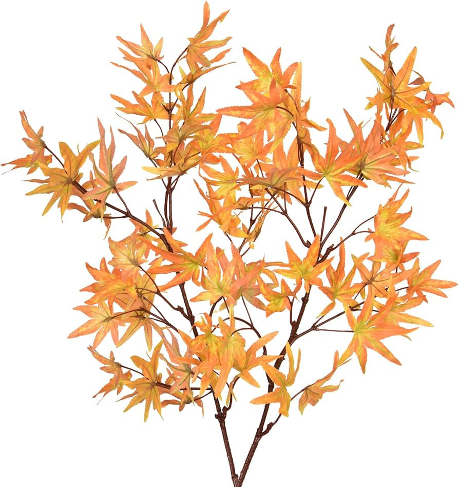 Dolicer Artificial Maple Leaves Branches Fall Leaves Stems Autumn Leaves Artificial Maple Leaf St... | Amazon (US)