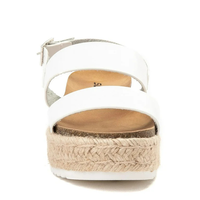 Soda Kazoo White Casual Espadrilles Rubber Sole Open Rounded Toe Platform Sandal (White Kaz, 10) | Walmart (US)