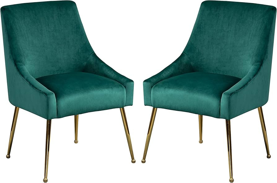 ANRANHOME Upholstered Dining Chairs,Velvet Fabric Cover Mid Century Living Room Chairs with Brass... | Amazon (US)