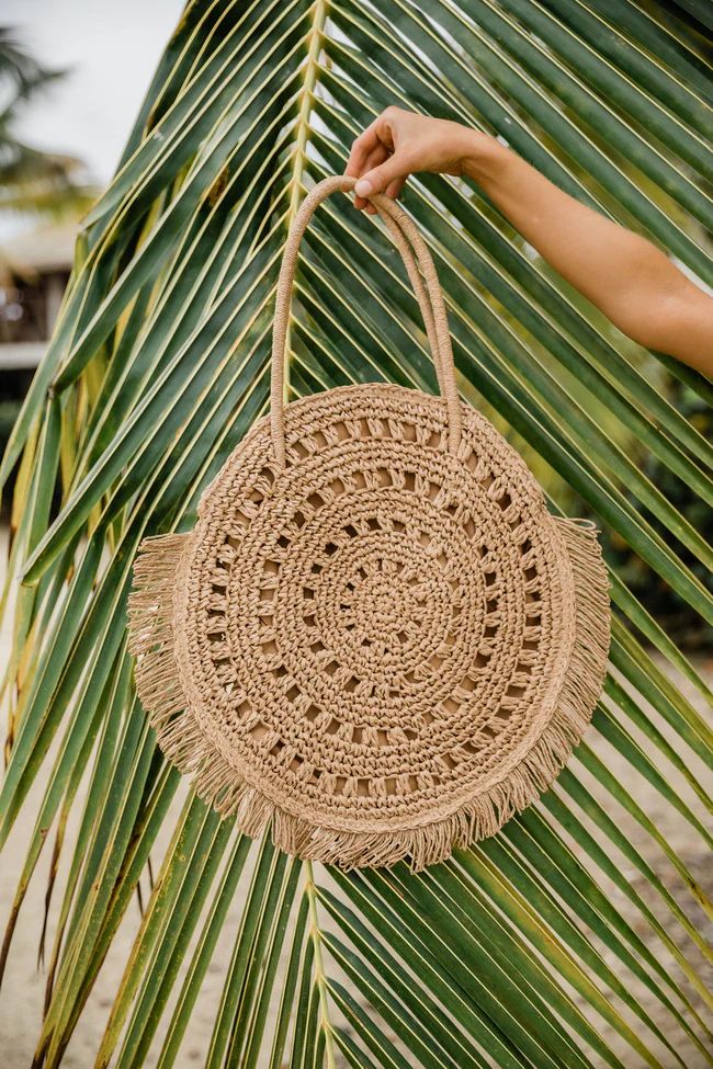 Take Me To The Beach Straw Circle Purse Tan | The Pink Lily Boutique