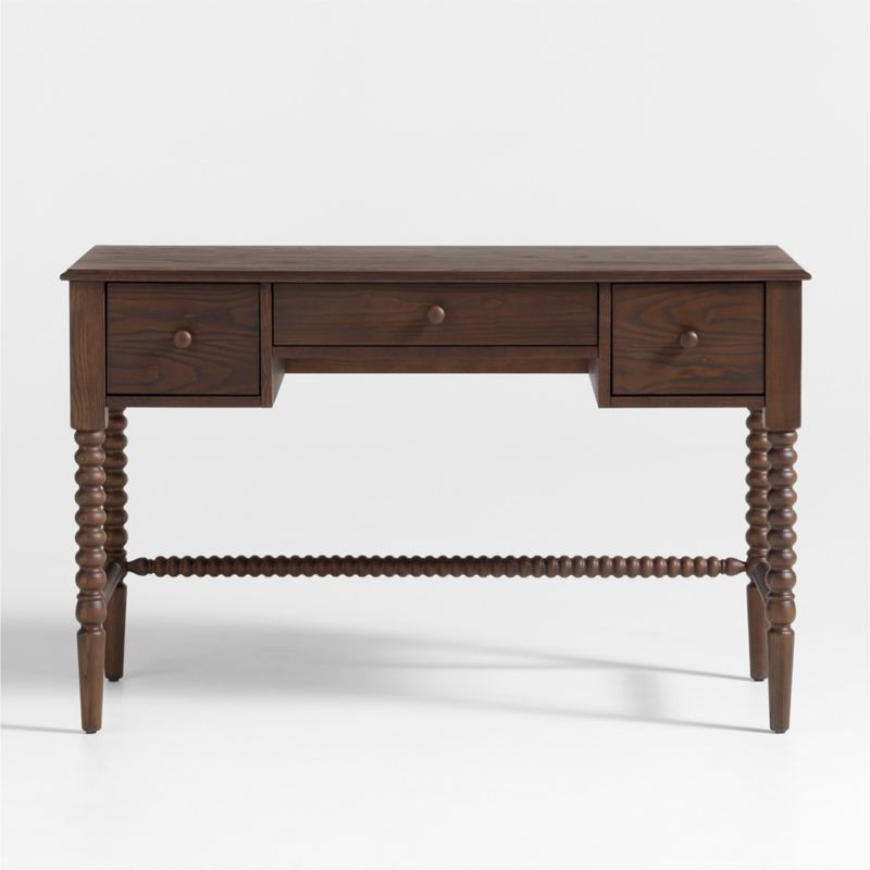 Jenny Lind Deep Brown Wood Spindle 3-Drawer Kids Desk + Reviews | Crate & Kids | Crate & Barrel