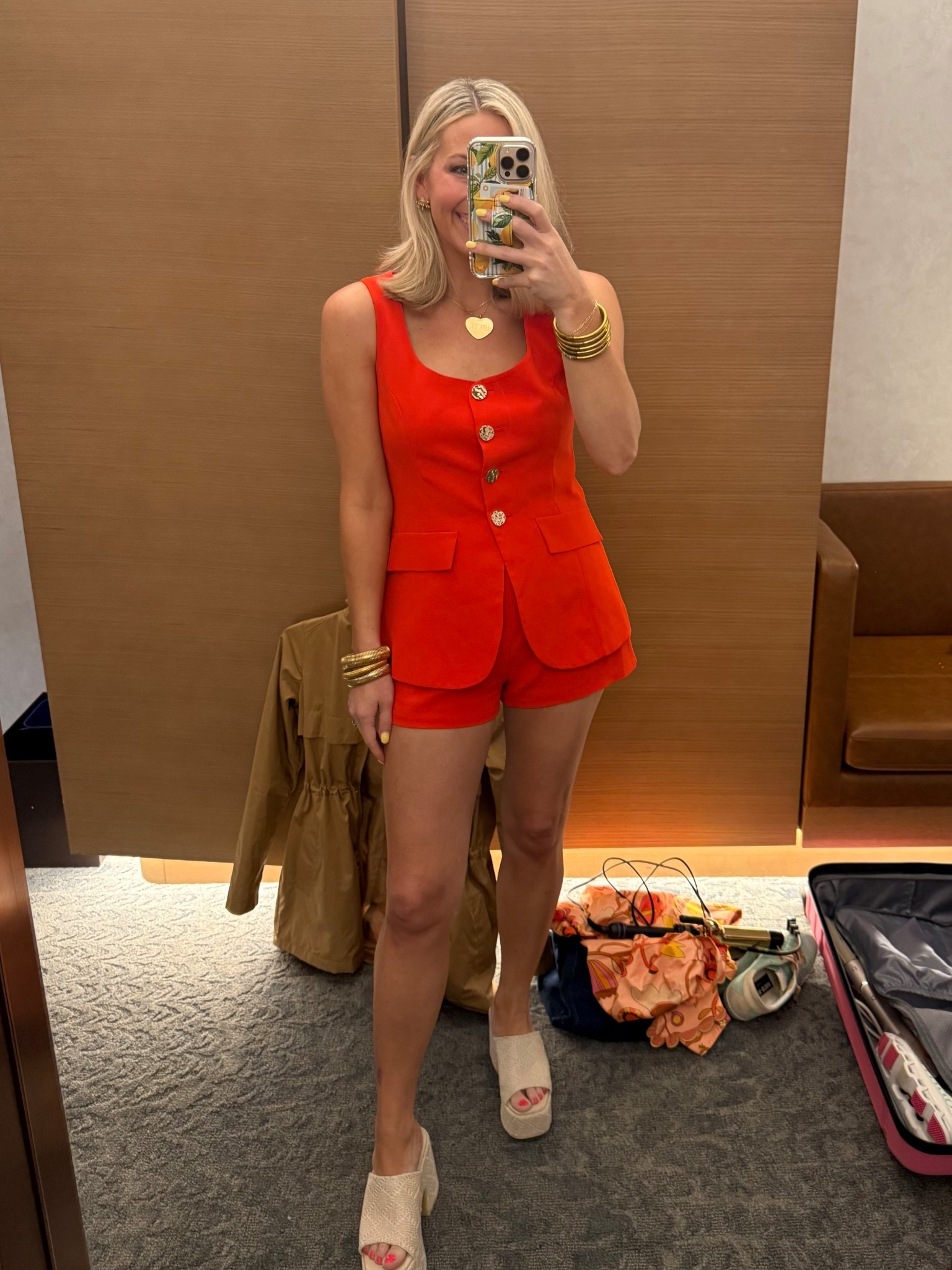 The cutest red romper! Wearing size small
From Vestique but currently sold out so linking through VICI which is a pre order! 

#LTKParties #LTKFindsUnder100 #LTKStyleTip