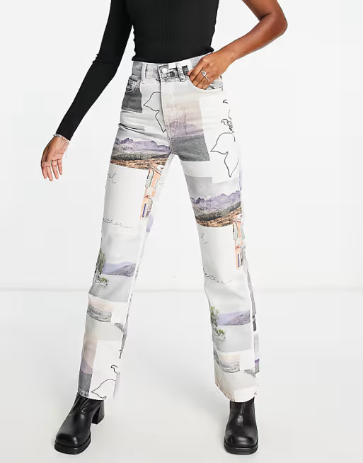 Topshop Kort jean in post card print - part of a set | ASOS (Global)