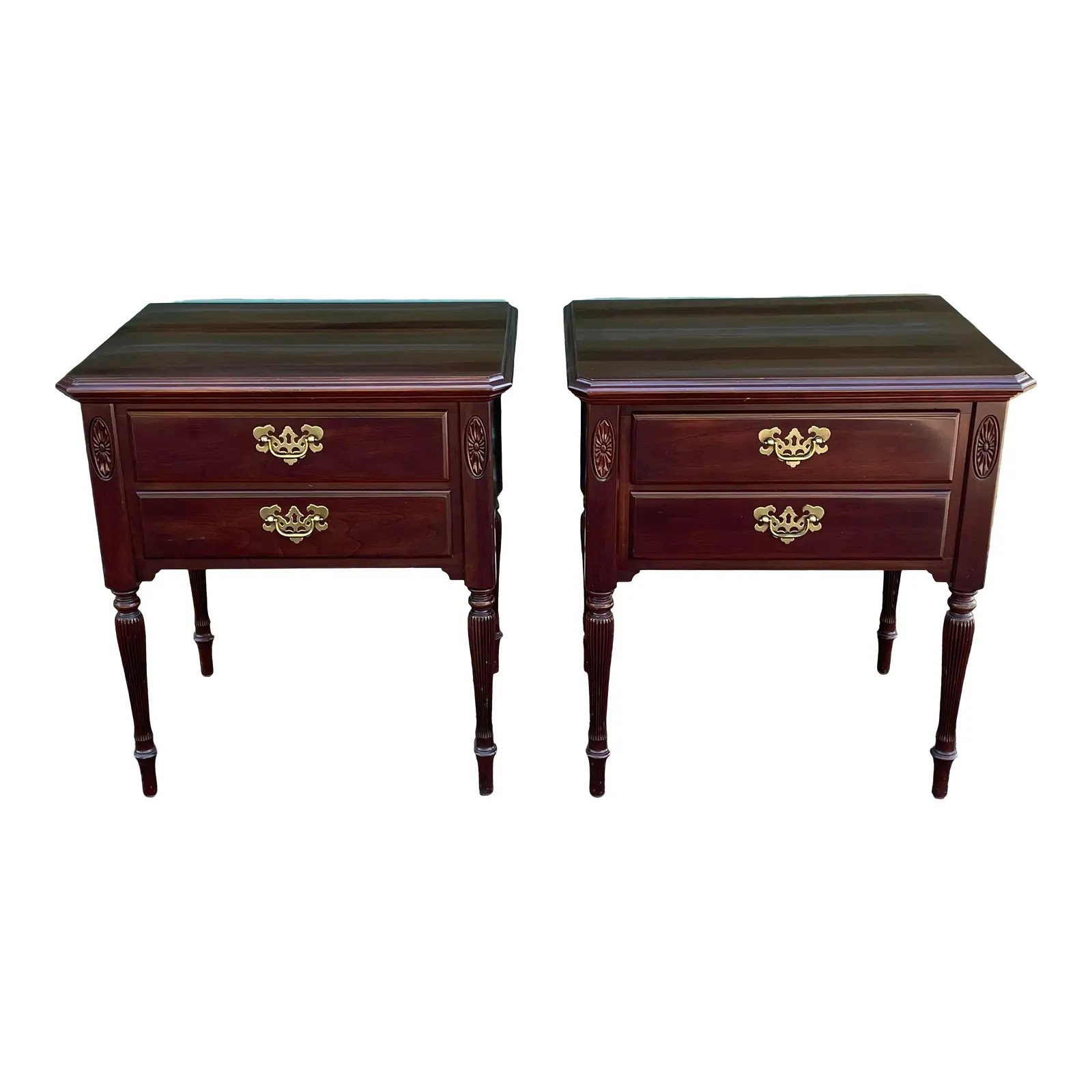Ethan Allen Georgian Court Cherry Nightstands- a Pair | Chairish