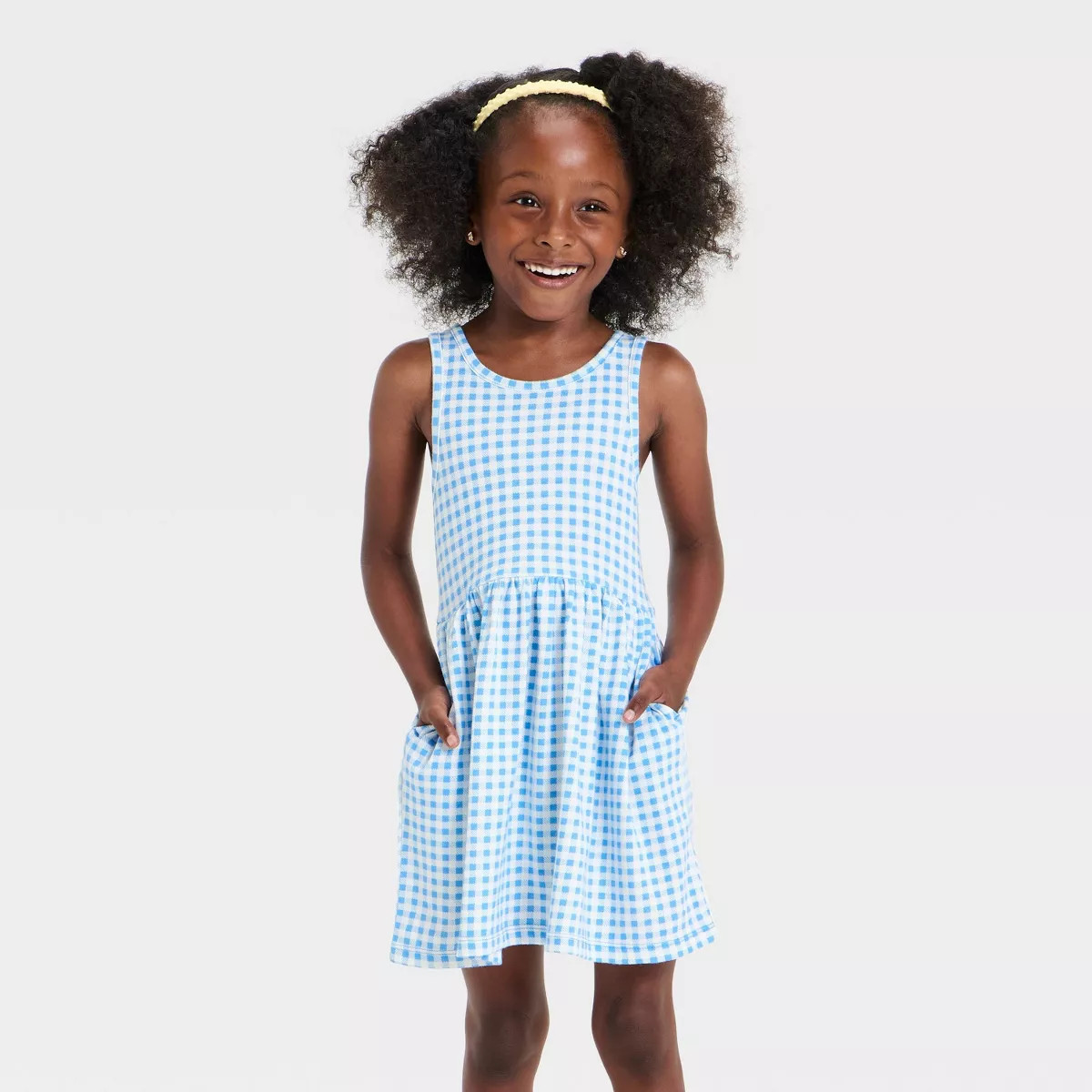 Toddler Girls' Gingham Knit Dress - Cat & Jack™ Blue 4T | Target