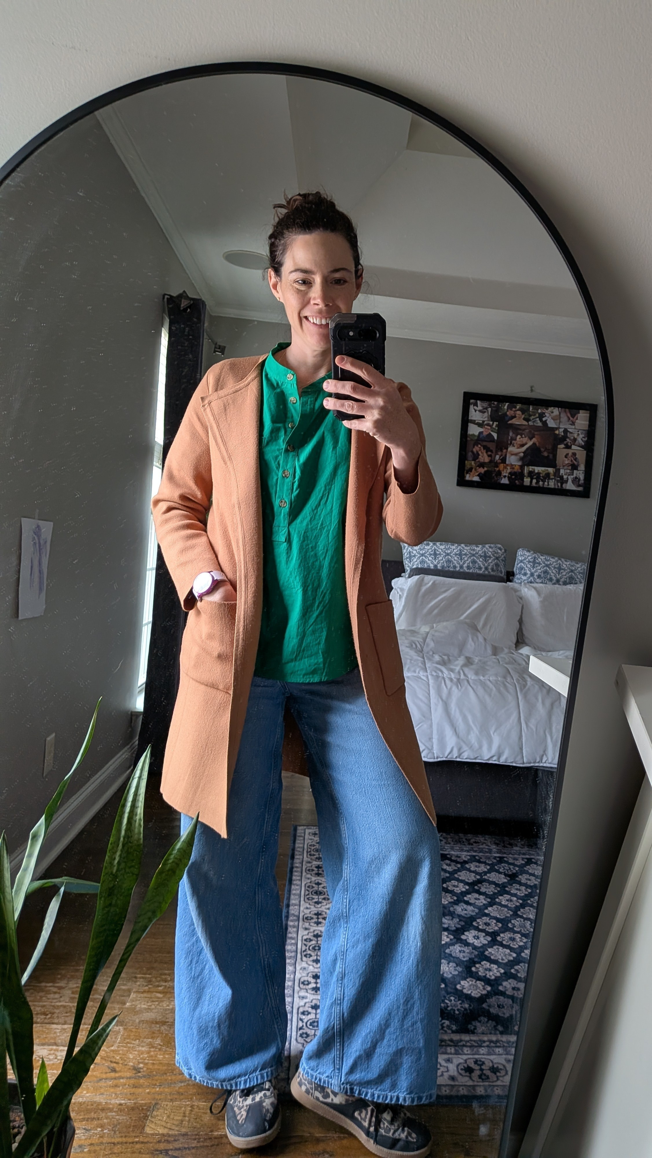 Wednesday Co-op outfit 🍃A little cooler today, so I layered up with a cozy cardigan over this bright green blouse and paired it with my favorite wide-leg jeans + comfy flat sneakers. Easy, cute, and perfect for a busy co-op day!Bonus: a lot of these pieces are on sale right now 🙌#ltkstyle #ltkunder50 #ltkfinds #momstyle #cozyoutfit #everydaystyle #widlegjeans #casualoutfit #momuniform #affordablefashion #outfitinspo #springlayers #comfortablefashion

#LTKgrwm #LTKootd #LTKmomlife