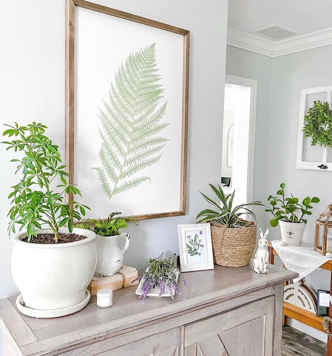 Farmhouse Wall Decor, Fern Print Wall Hanging, Wood Sign, Botanical Print, Fern Print Framed, Hom... | Etsy (US)