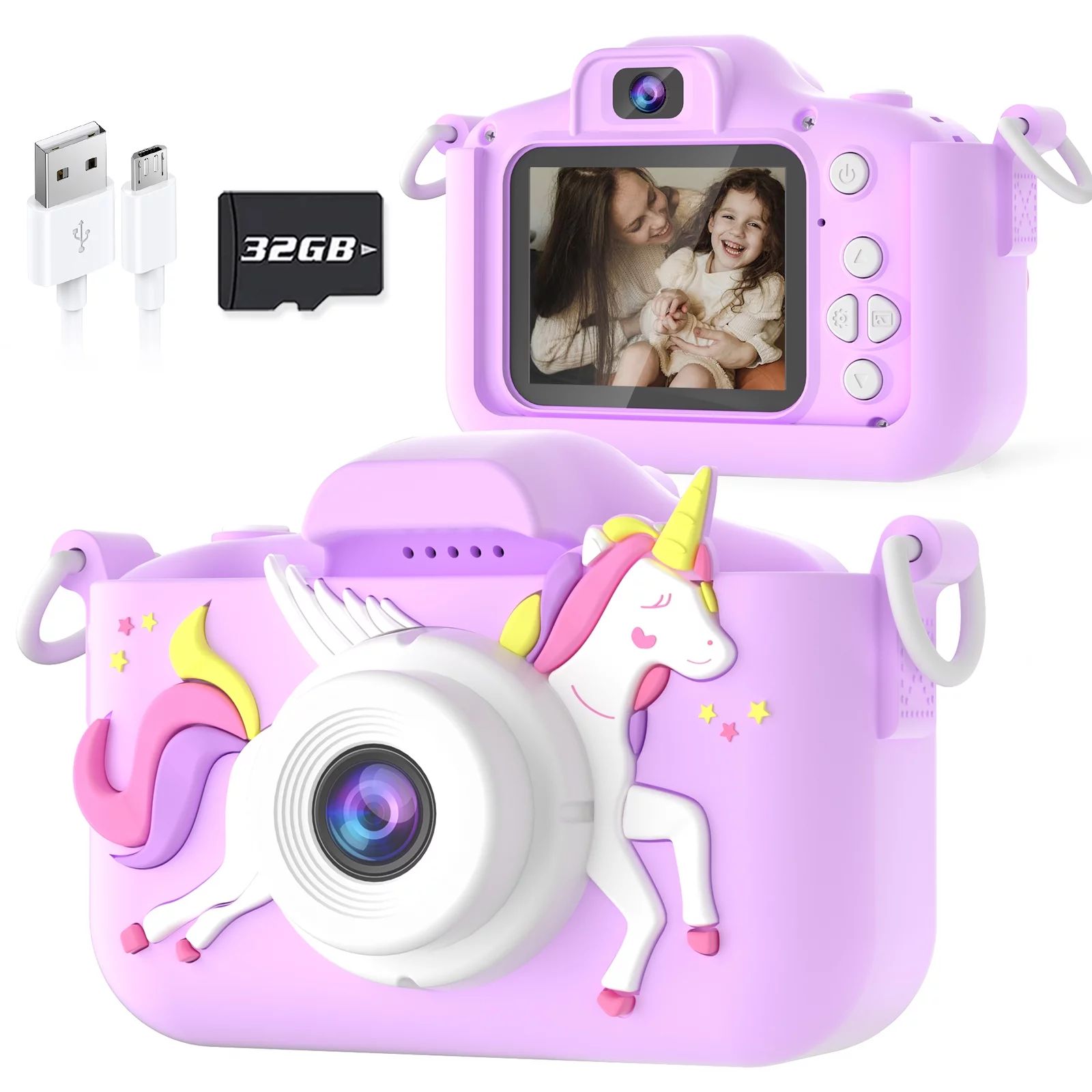Seckton Upgrade Kids Camera with Cute Silicone Cover, Toy Cameras for Girls Age 3-10 Christmas Bi... | Walmart (US)