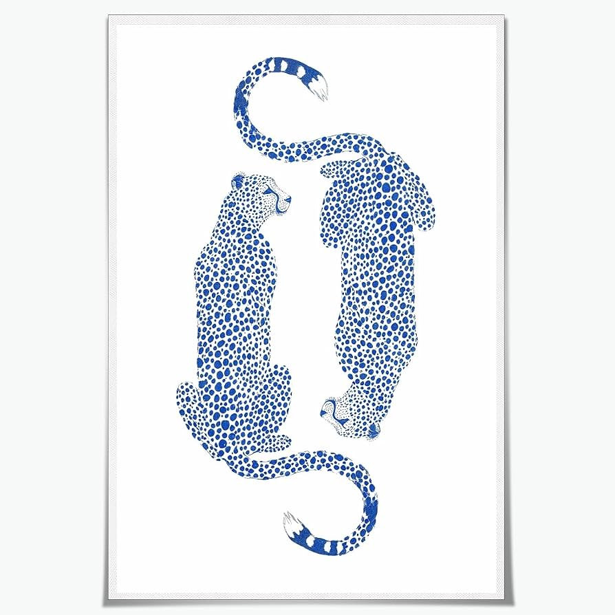 Leopard Wall Art Navy Trendy Preppy Leopard Wall Decor Funky Blue Cheetah Prints Minimalist Anima... | Amazon (US)