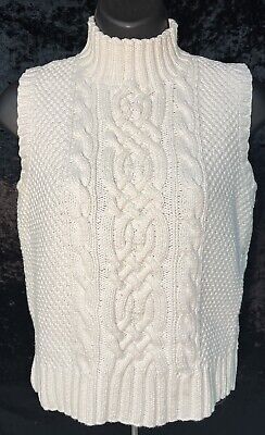 Ralph Lauren Mock Neck Sleeveless Cable Knit Vest Sweater Petite Medium Cotton  | eBay | eBay US