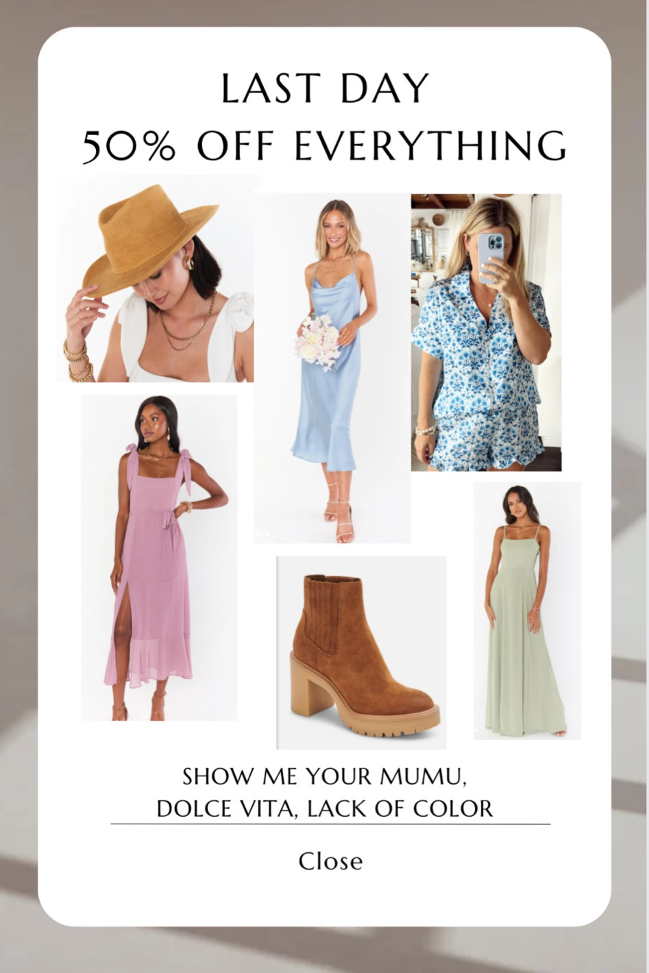 Last day for the Show Me Your Mumu summer sale! 50% off Lack of Color, Dolce Vita, now is the perfect time to buy bridesmaids dresses and wedding guest dresses! 

#LTKsalealert #LTKunder100 #LTKwedding