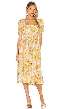 For Love & Lemons Zinna Midi Dress in Lemonade from Revolve.com | Revolve Clothing (Global)
