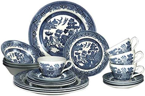 Churchill Blue Willow Plates Bowls Cups 20 Piece Dinnerware Set, Made in England | Amazon (US)