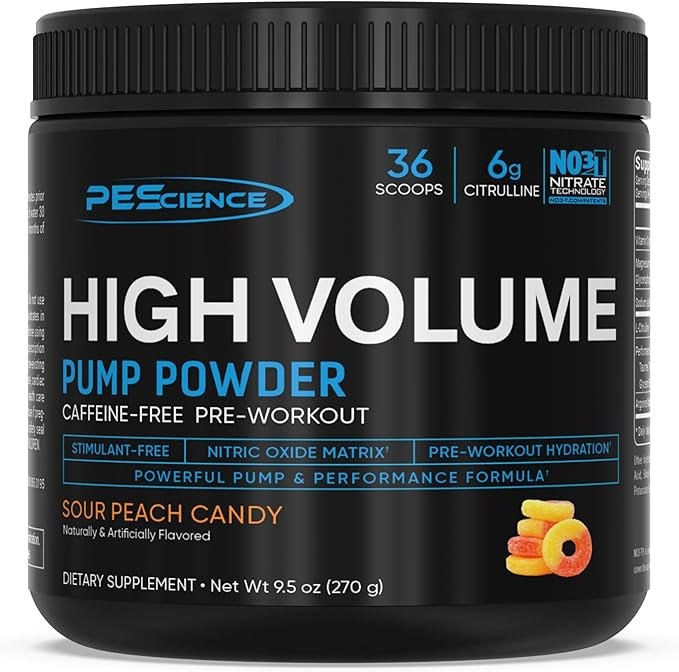 PEScience High Volume Nitric Oxide Booster Pump Pre Workout Powder, Sour Peach Candy, 36 Scoops, ... | Amazon (US)