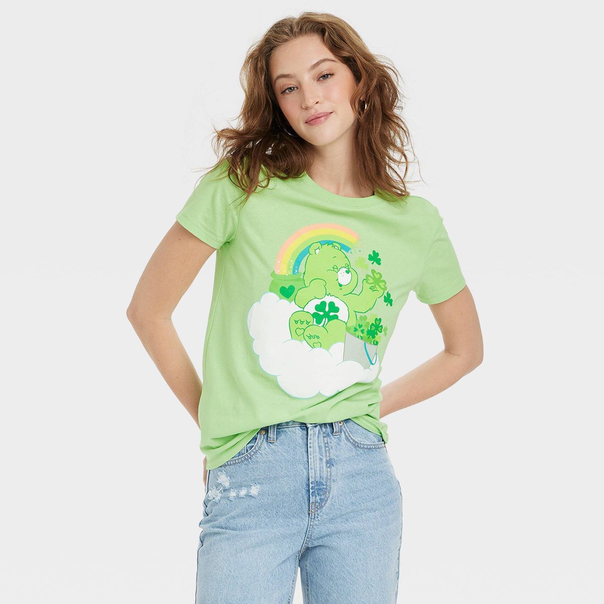 Women's Care Bears Short Sleeve Graphic T-Shirt - Light Green | Target