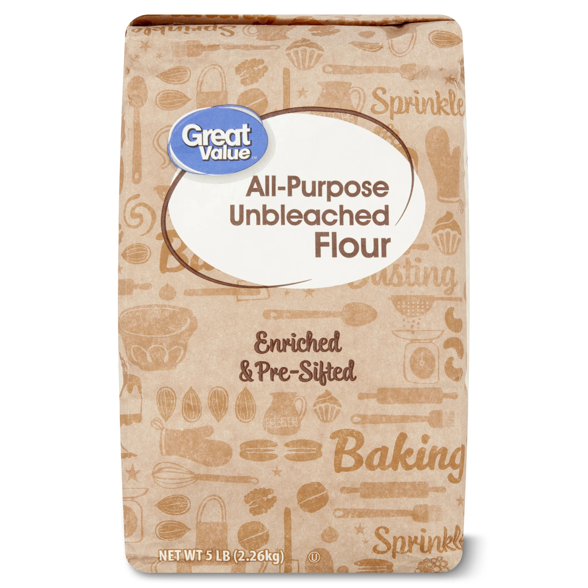 Great Value All-Purpose Unbleached Flour, 5LB Bag - Walmart.com | Walmart (US)