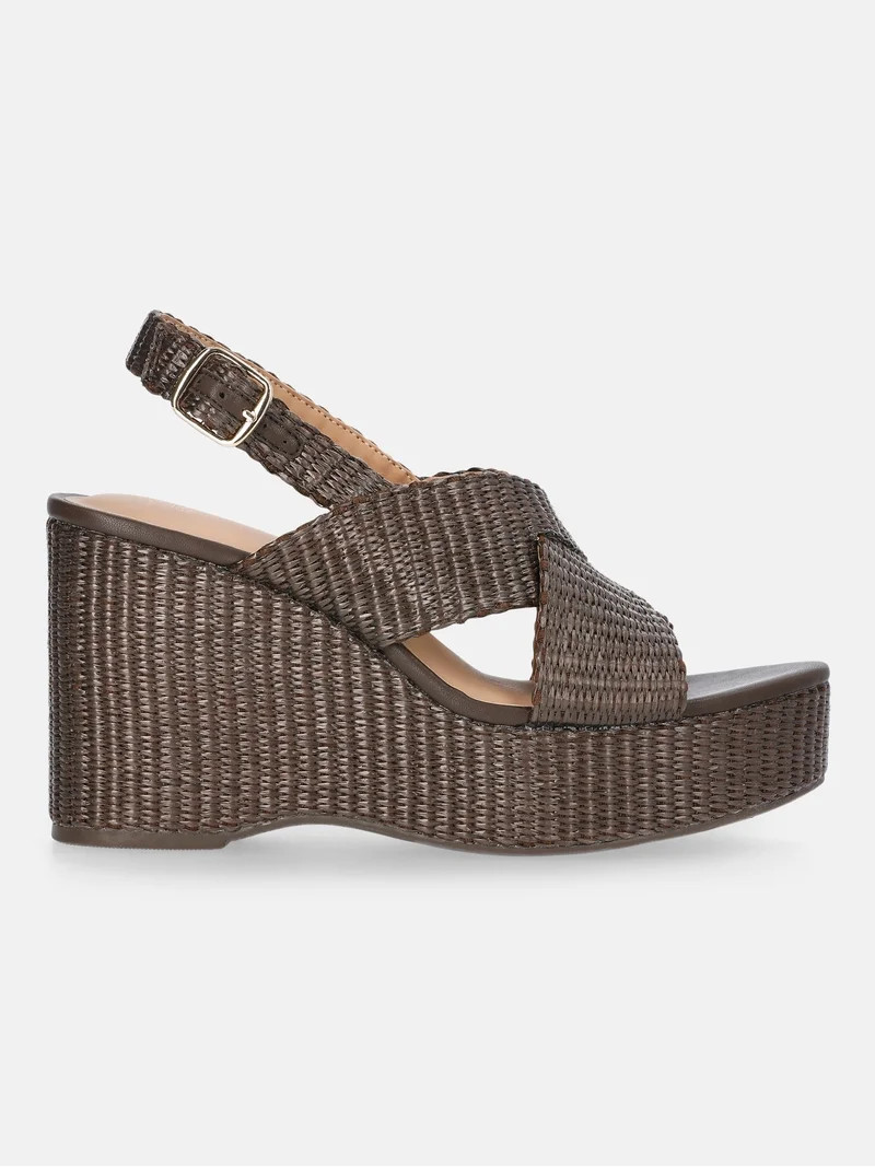 Time and Tru Women's Crossband Wedge Sandals | Walmart (US)