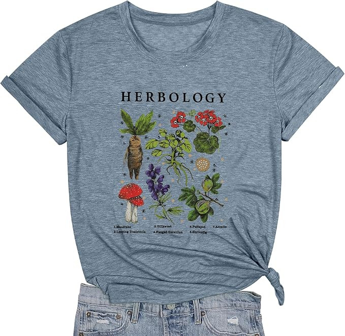 Herbology Shirt Women Herbology Plants Tee Top Funny Magic Herb Graphic T-Shirt Short Sleeve Casu... | Amazon (US)