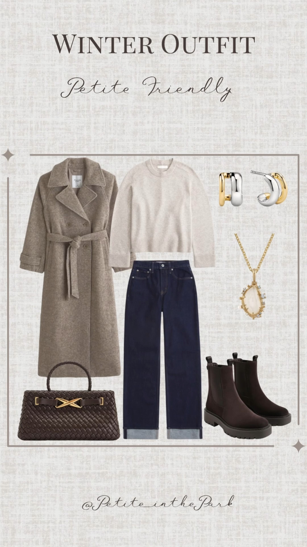 Winter petite outfit  

Winter outfit, winter trends, casual winter outfit, petite winter outfit, winter fashion, winter style, petite style, petite winter style, casual petite outfit, minimal outfit, minimal winter outfit, wool coat, petite coat, tan coat, cardigan, tan sweater, high waisted pants , petite jeans , jeans, boots, suede boots, brown boots, ankle boots, shoulder bag, leather bag, brown bag, brown purse, gold earrings, gold hoop earrings, gold necklace, minimal jewelry  #casualoutfit #petiteoutifts #winteroutfits #winteroutfits2025 #wintertrends 



#LTKGiftGuide #LTKHome #LTKHoliday