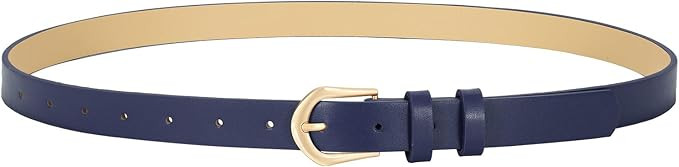 VONMELLI Womens Thin Leather Belt Skinny Waist Belts for Women Fashion Jeans Dress with Gold Buck... | Amazon (UK)