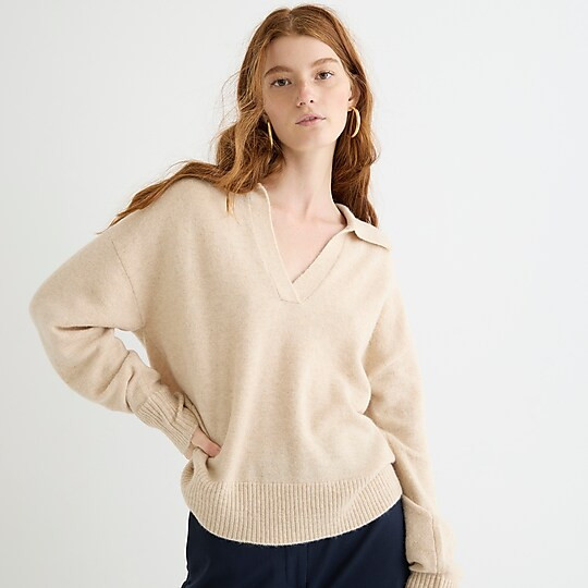 Collared V-neck sweater in Supersoft yarn | J. Crew US
