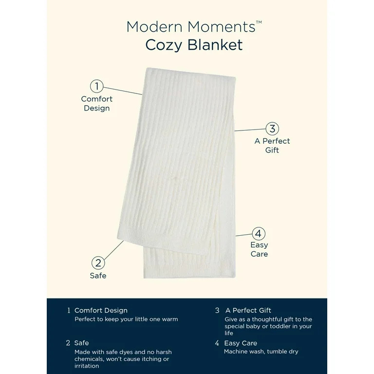 Modern Moments by Gerber Baby Boy or Girl Gender Neutral Soft Cozy Blanket, Blue | Walmart (US)