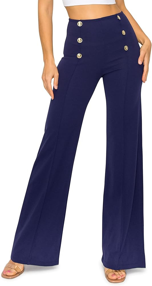Cemi Ceri Women's High Waist Dress Pants w/Button Decorate | Amazon (US)