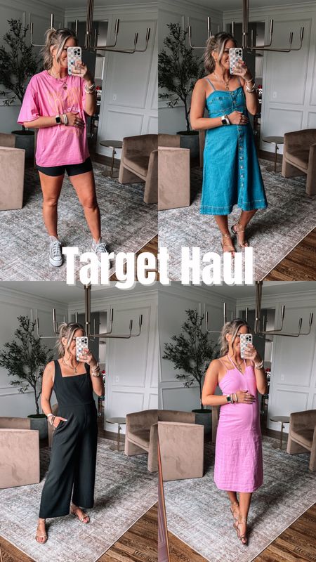 Target new arrivals for spring and summer that are bump-friendly! Spring dresses, jumpsuit, oversized graphic tee! 

I sized up to a medium in the jumpsuit and denim dress 
Pink dress is my normal size small but at 25 weeks it is snug I would go with a medium in my third trimester
Oversized graphic tee I have a large 



#LTKfindsunder50 #LTKbump #LTKstyletip