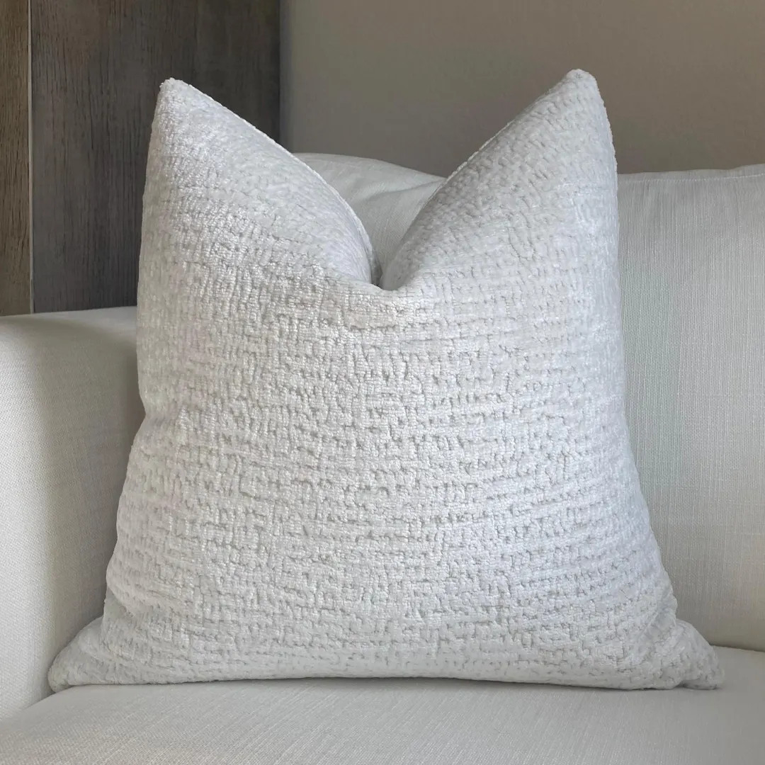 Solid White Chenille Throw Pillow Cover, Cover Only - Etsy | Etsy (US)