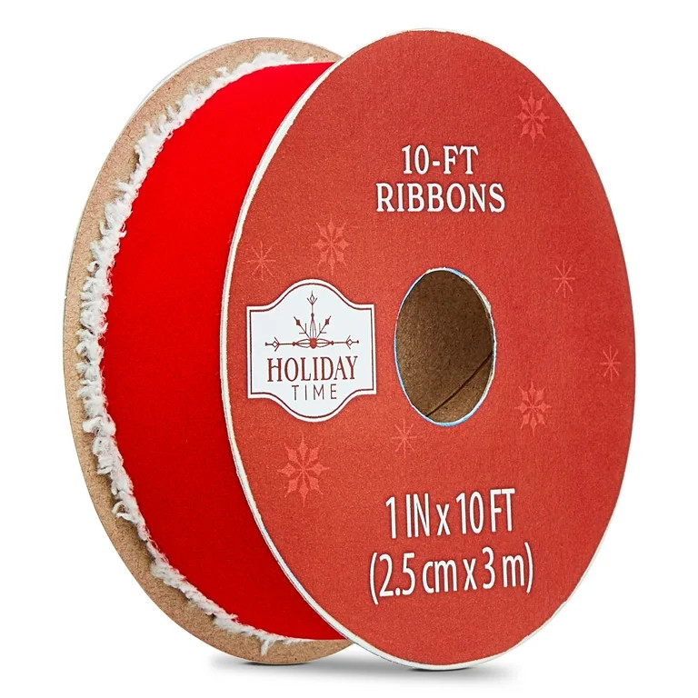 Christmas Ribbon, Red, 1" x 10', by Holiday Time | Walmart (US)