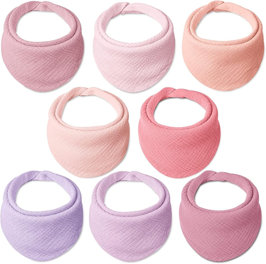 Lulu moon Baby Muslin Bibs - 100% Cotton for Teething Drooling Girls Boys, 8 Pack | Amazon (US)