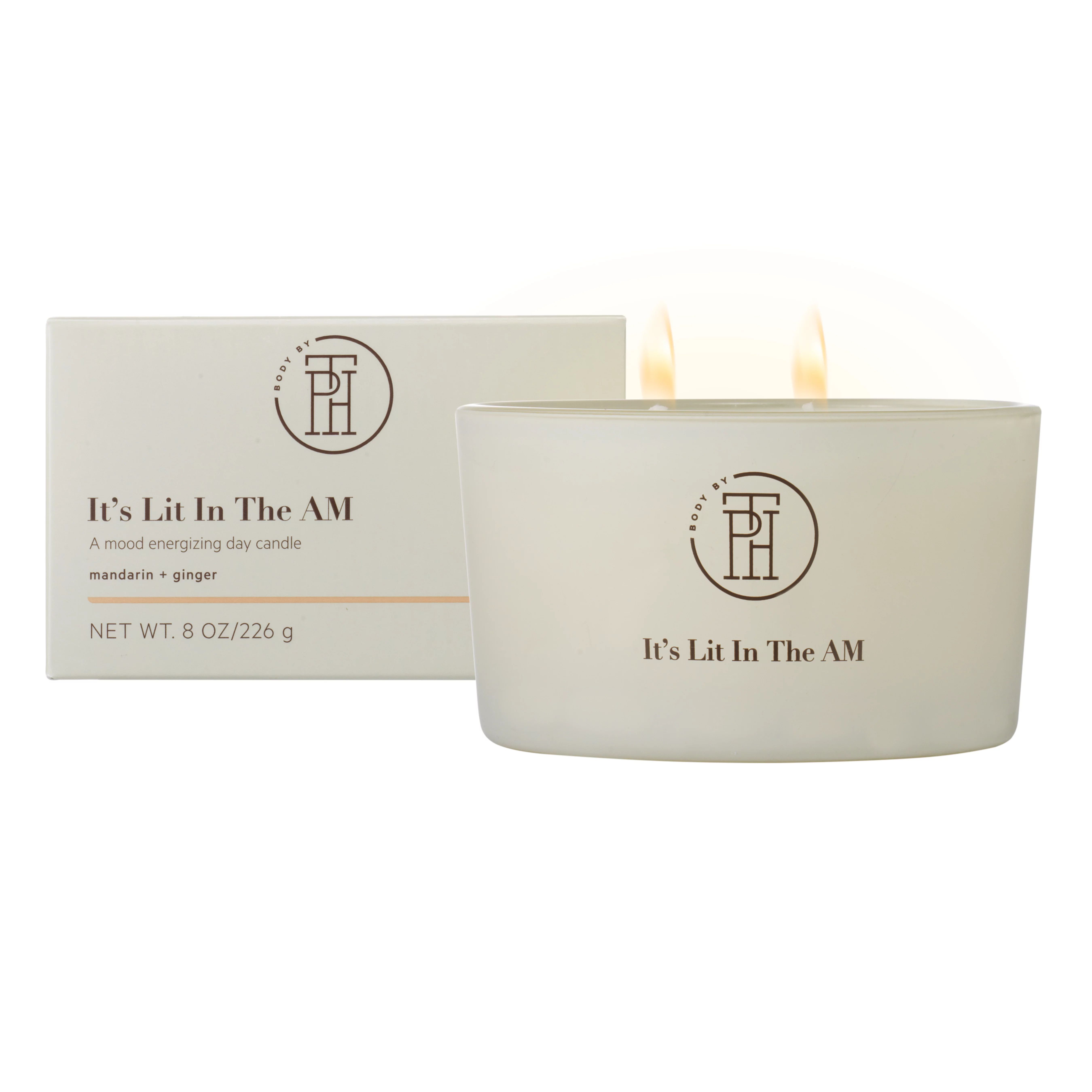 BODY BY TPH It’s Lit In The AM Scented Soy Wax Blend Candle, 8 oz. | Walmart (US)