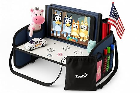 Kids Travel Tray - Foldable Toddler Lap Desk with Dry Erase Board, Car Seat Tray for Toddler, Wat... | Amazon (US)