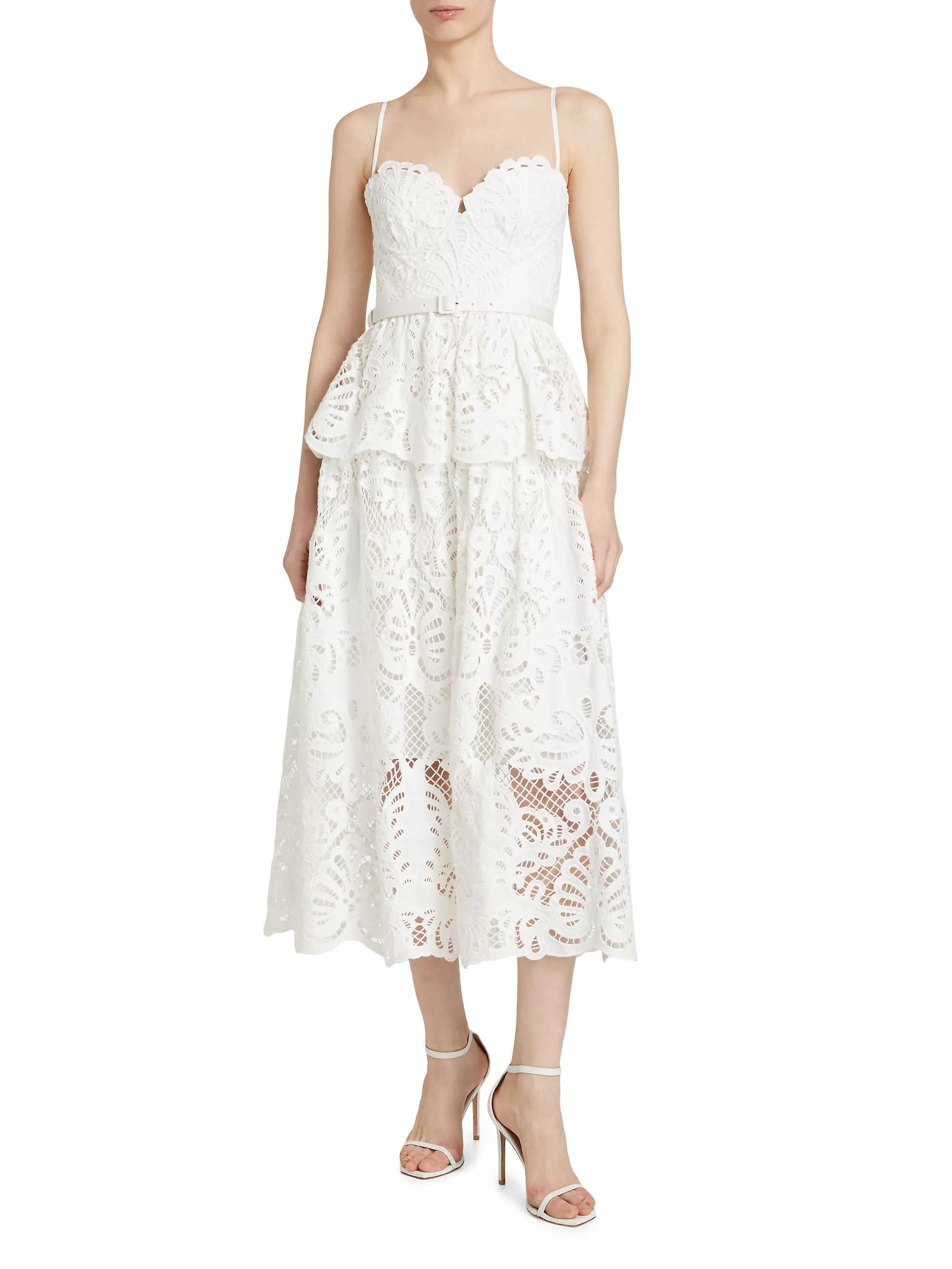 Lace Cotton Tiered Midi-Dress | Saks Fifth Avenue