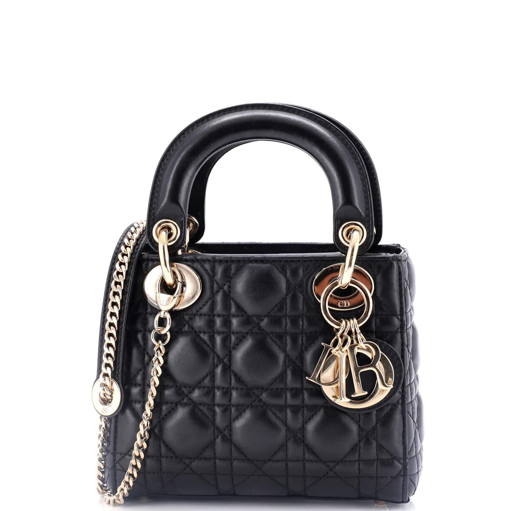 Lady Dior Chain Bag Cannage Quilt Lambskin Mini | Rebag