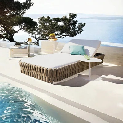 Resort-Style Outdoor Lounger Outdoor Fabric Chaise Lounge Set with Table | Wayfair North America