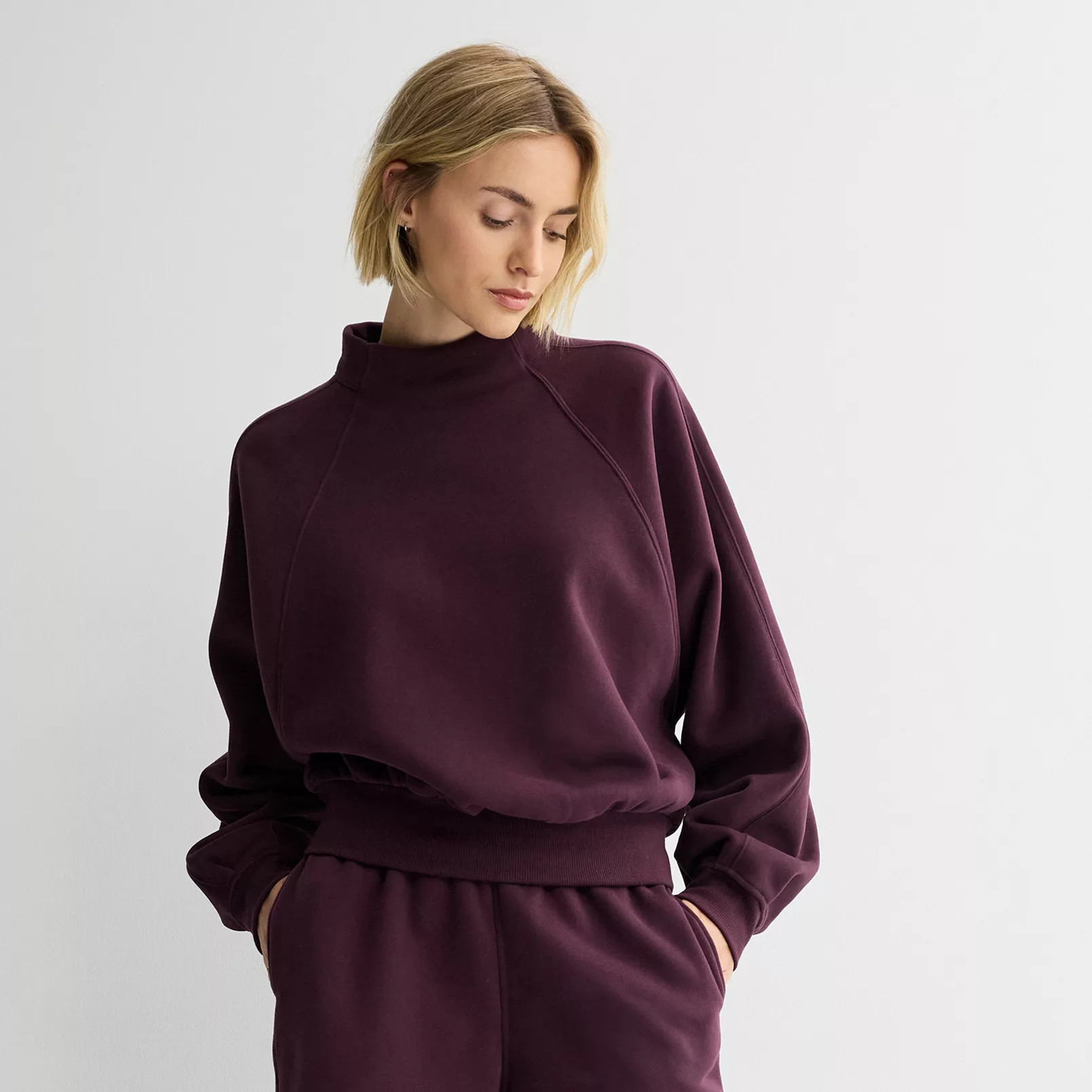 Women's FLX Embrace Fleece Oversized Mock Neck Pullover | Kohl's