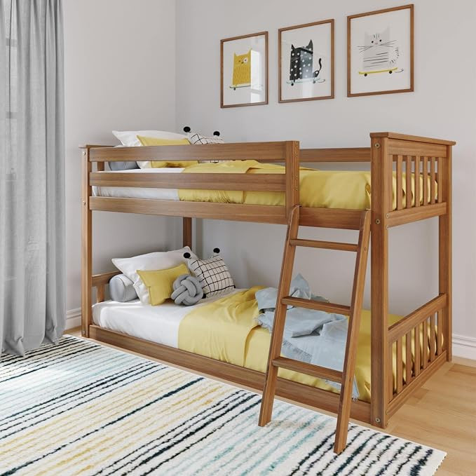 Max & Lily Twin Over Twin Low Bunk Bed with Ladder, Wooden Bunk beds with 14” Safety Guardrail ... | Amazon (US)
