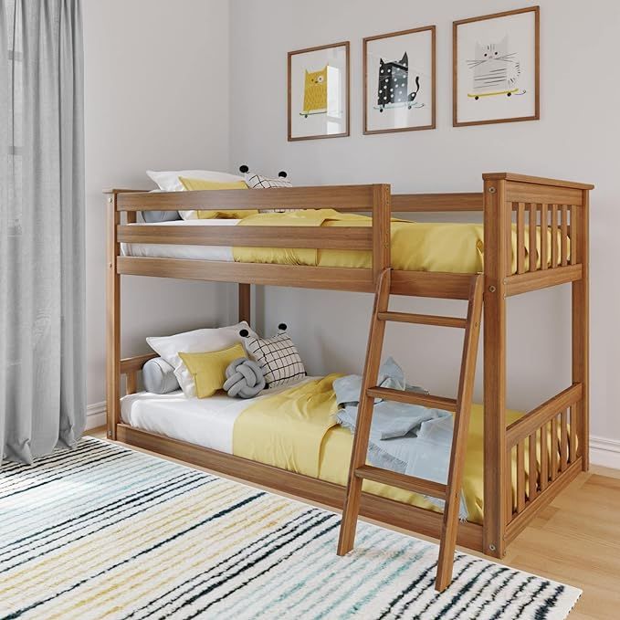 Max & Lily Twin Over Twin Low Bunk Bed with Ladder, Wooden Bunk beds with 14” Safety Guardrail ... | Amazon (US)