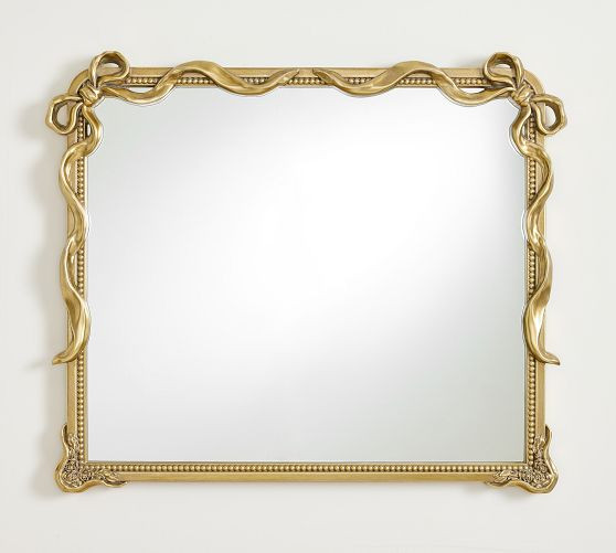 LoveShackFancy Gold Double Bow Mantel Mirror | Pottery Barn (US)