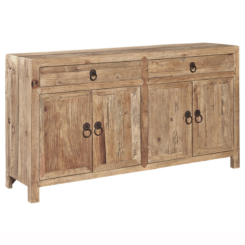 Elma Rustic Lodge Brown Elm Wood Sideboard | Kathy Kuo Home