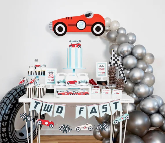 Printable Vintage Race Car Wall Art Race Car Balloon Garland | Etsy | Etsy (US)