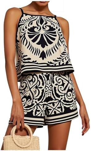 MakeMeChic Women's 2 Piece Sets 2026 Summer Matching Lounge Short Set Tropical Resort Travel Vaca... | Amazon (US)