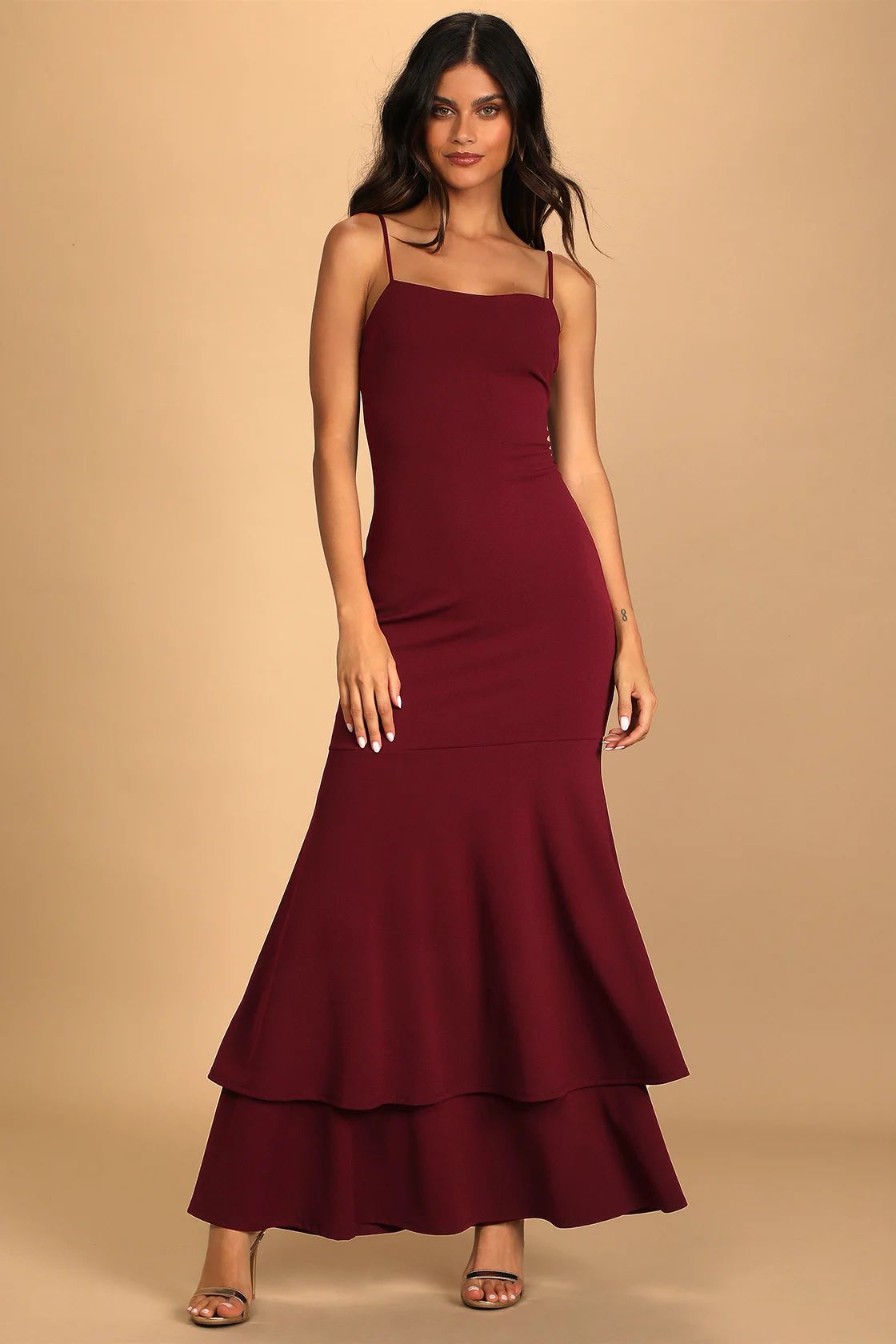 Tier and There Burgundy Tiered Trumpet Hem Maxi Dress | Lulus (US)