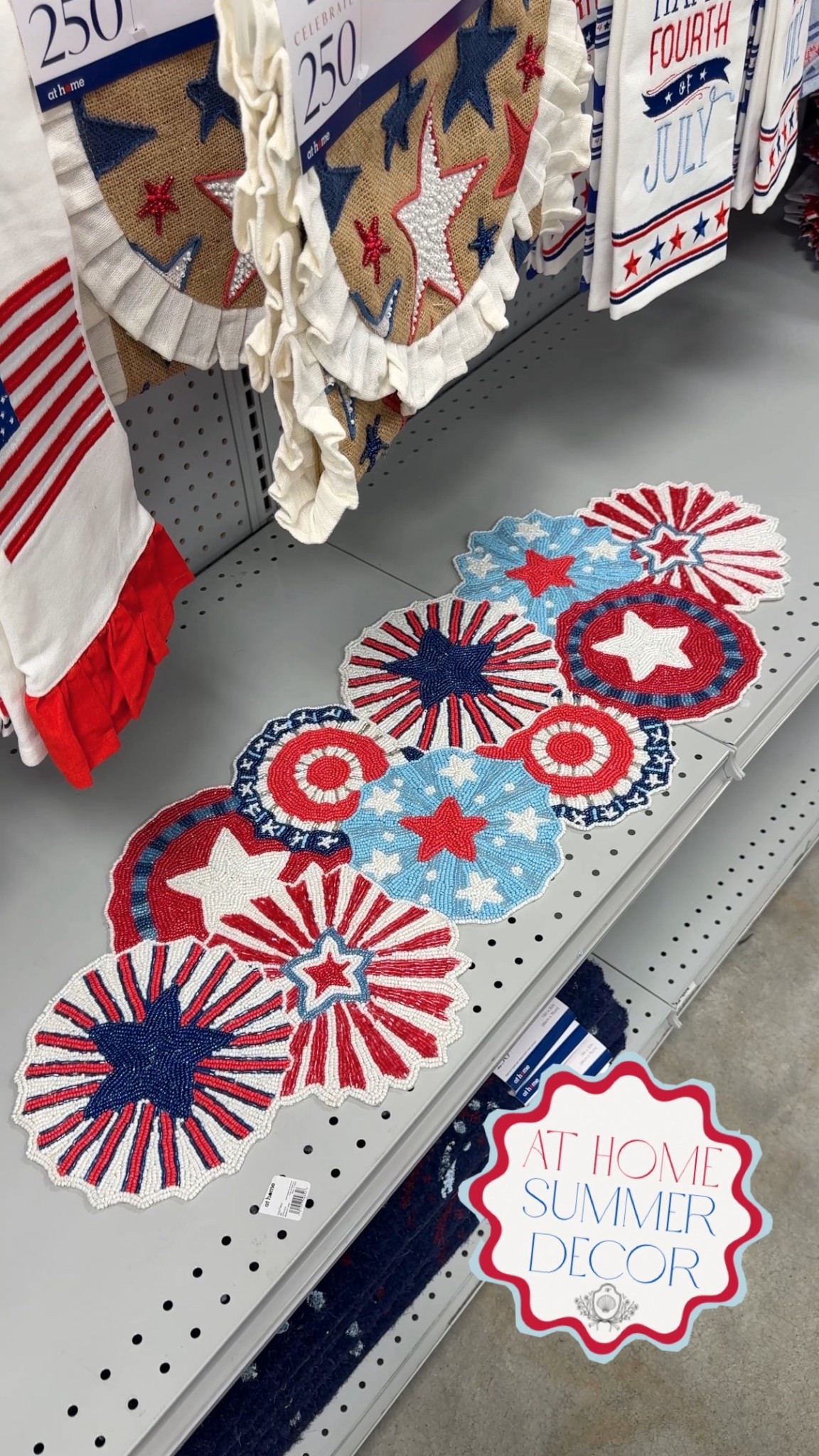 At home stores, red white and blue decor, patriotic decor, Memorial Day decor, Fourth of July decor, porch decor, summer porch, Fourth of July porch, celebrate 250, America 250, USA 250 

At Home has the cutest red white and blue decor for summer to celebrate America’s 250th Anniversary!🇺🇸 love this cute pennant flag beaded table runner!! 


#LTKHome #LTKSeasonal
