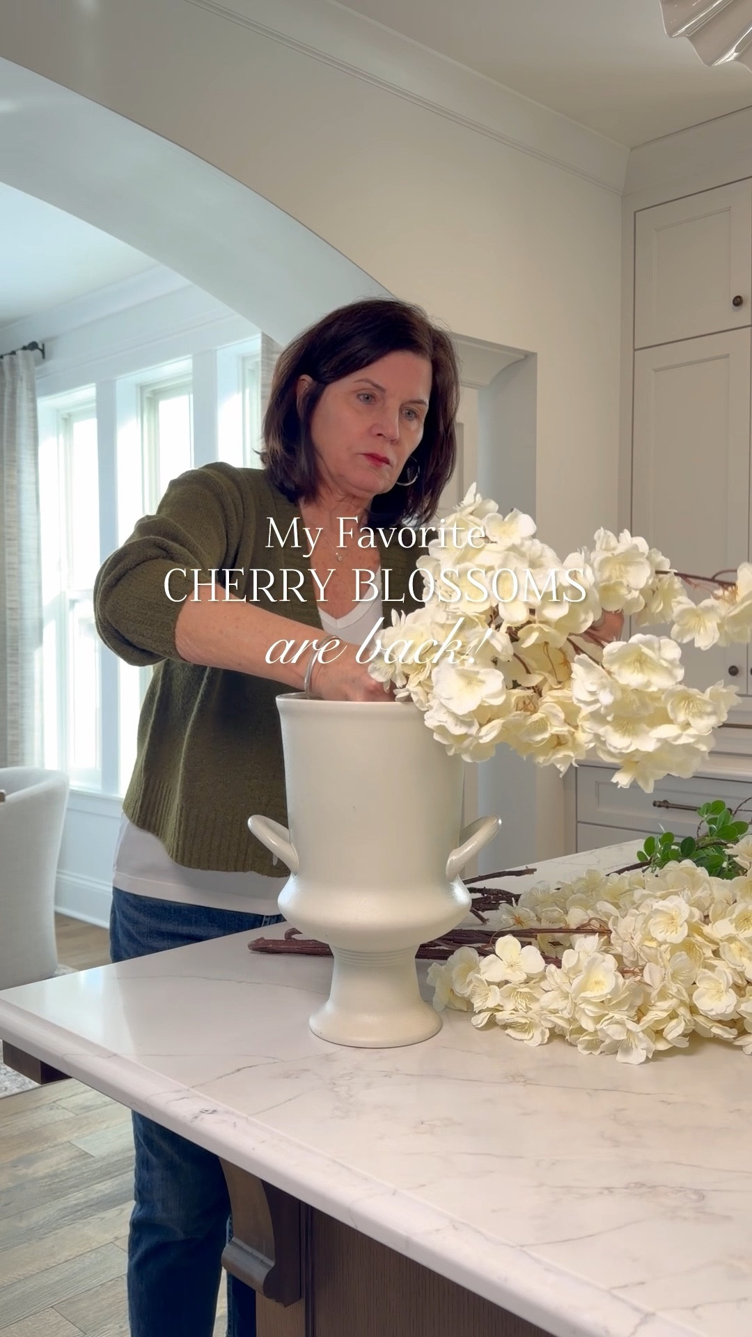 My favorite cherry blossom stems are back! I’ve had mine five years—I bring them out every spring. These stems are lush, full and gorgeous. They look and feel realistic. They are pricier, but worth the investment. Once you have them, you have them!  I have 3 blossom stems and 3 green leaf stems in my vase.

NOTE…I pulled off the little green leaves on the stems. They were too bright green for me. 

#LTKHome #LTKSeasonal